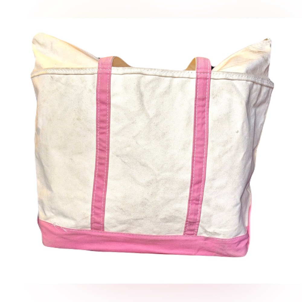 VTG LL Bean Boat & Tote Canvas Bag Zip Close USA Made XL X-Large